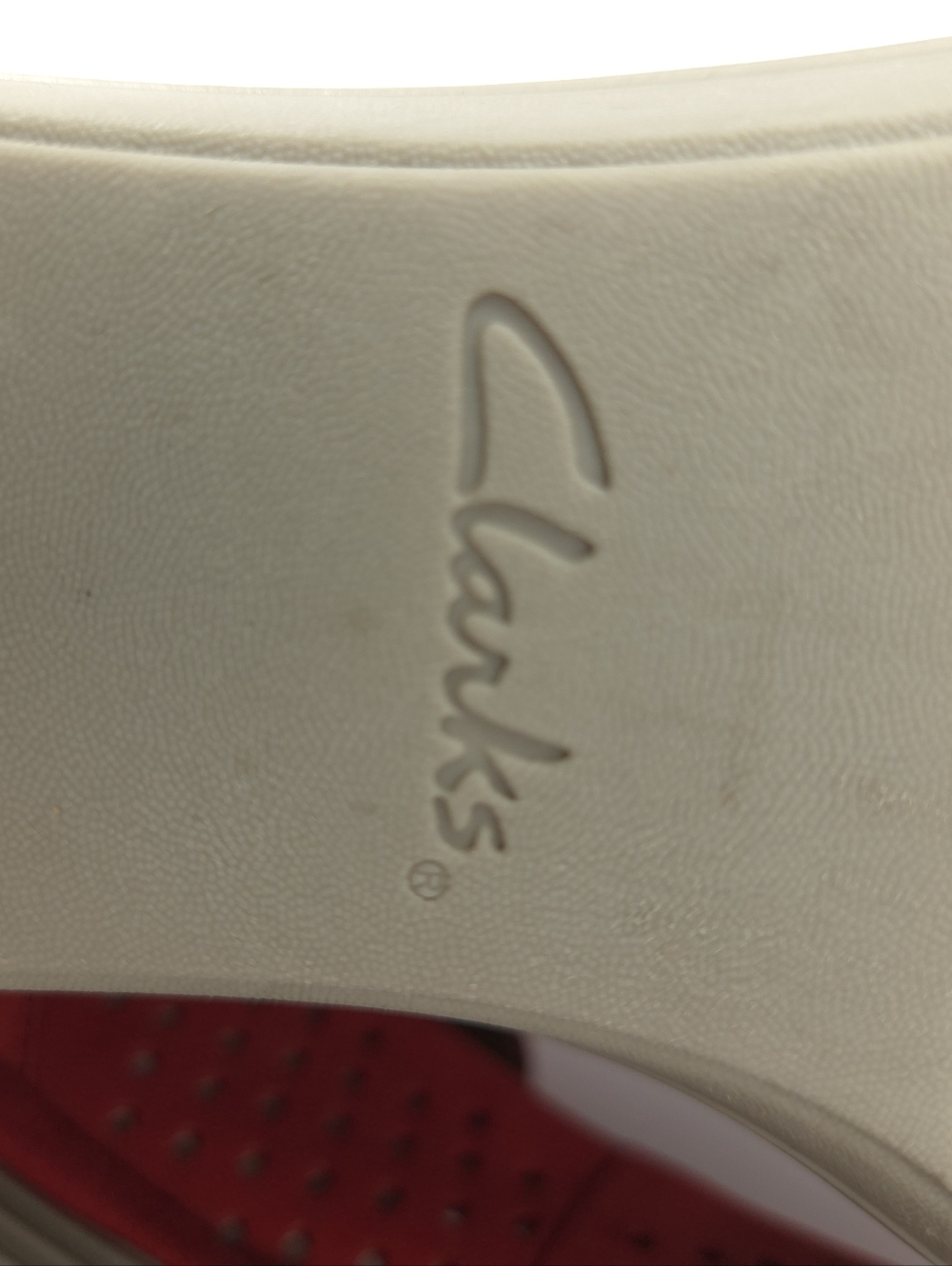 Clarks Reedly Salene Red Perforated Leather Peep‑Toe Wedge Sandals W 8.5 - Picture 14 of 16